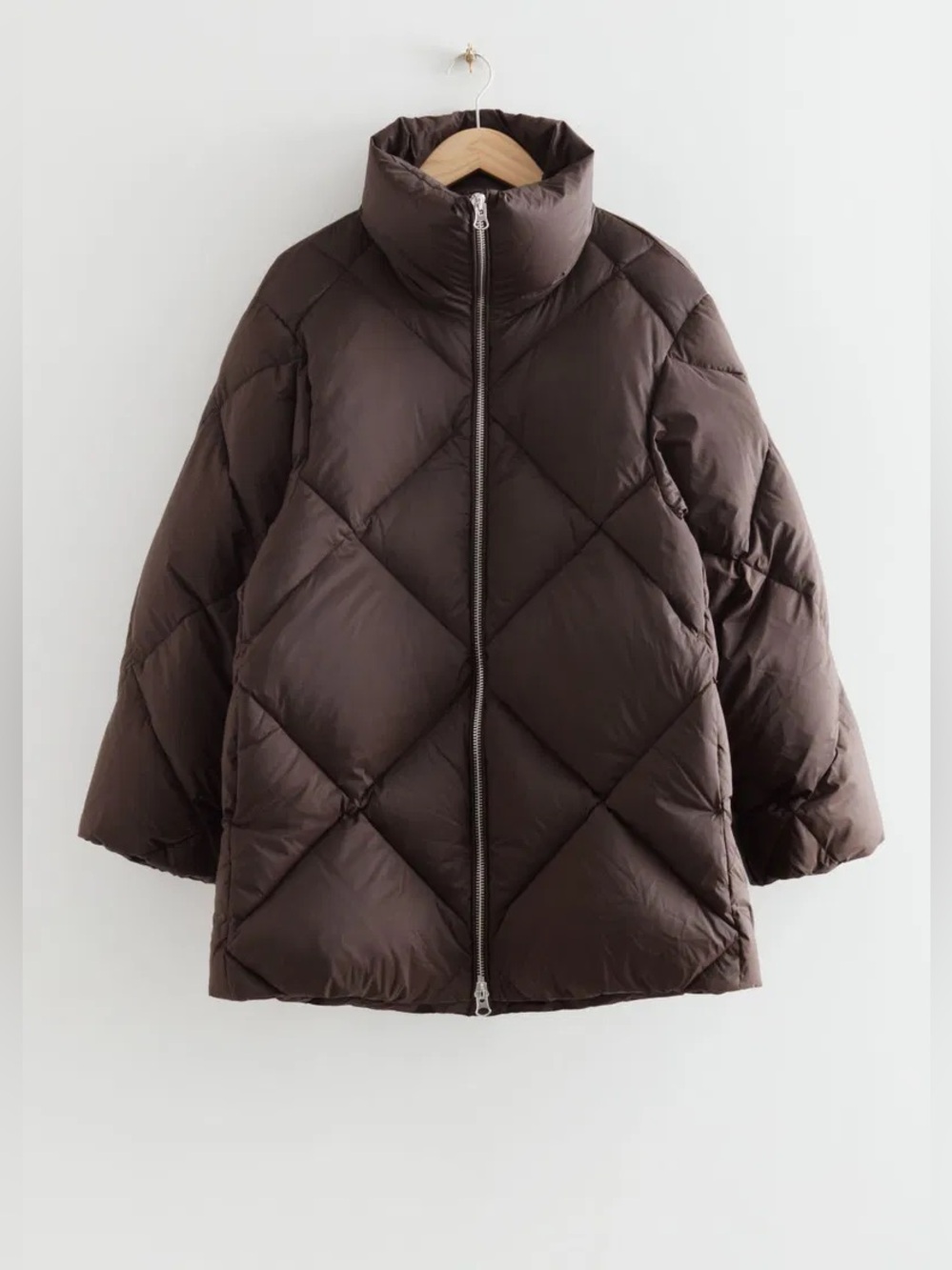 & Other Stories Dark Brown Quilted Puffer Jacket - Picture 5 of 10